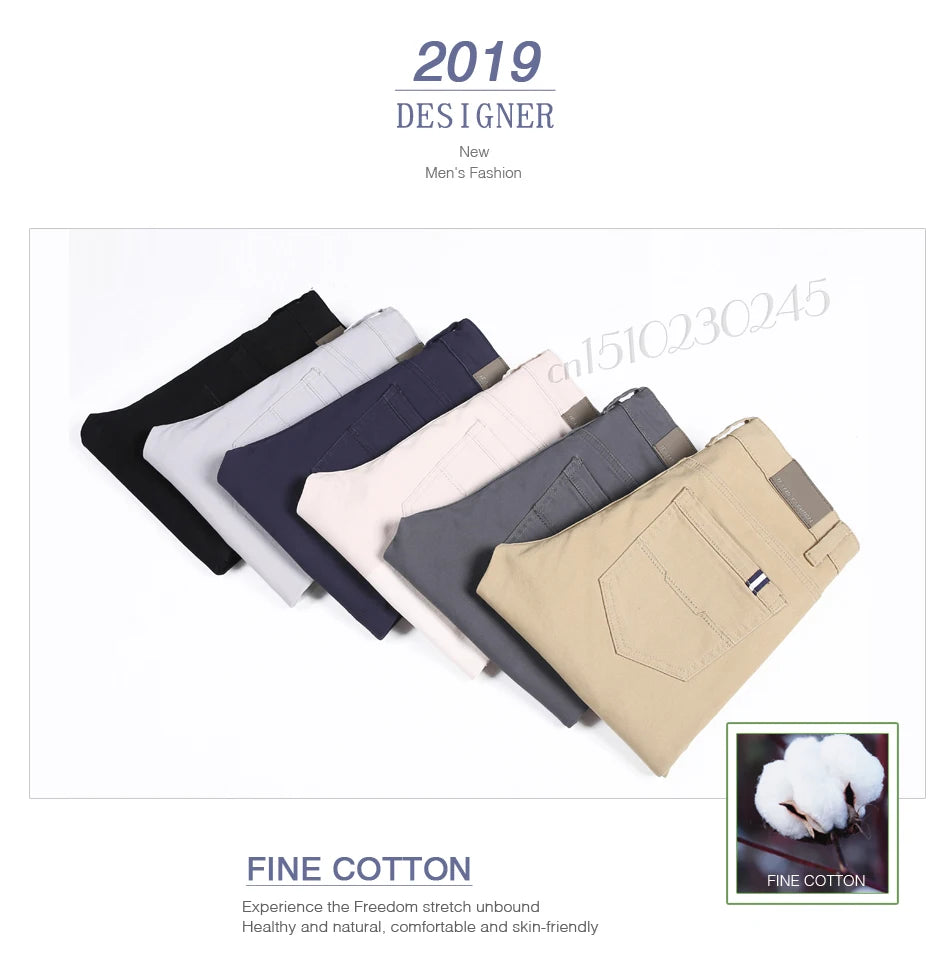 Classic 6 Color Casual Pants Men Spring Autumn New Business Fashion Comfortable Stretch Cotton Elastic Straigh Jeans Trousers