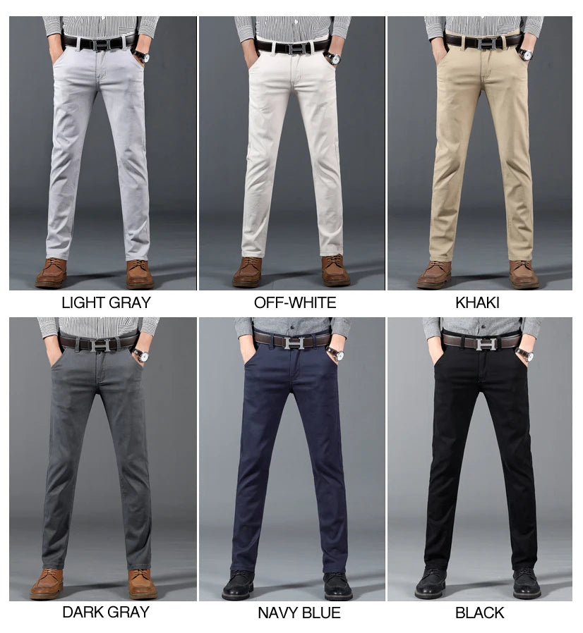 Classic 6 Color Casual Pants Men Spring Autumn New Business Fashion Comfortable Stretch Cotton Elastic Straigh Jeans Trousers