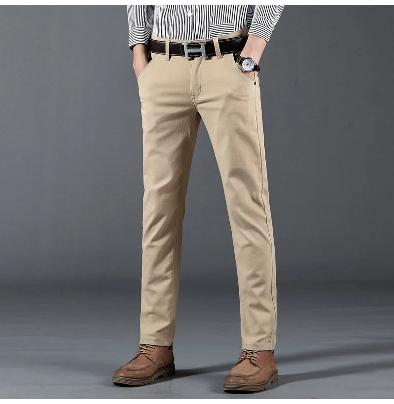 Classic 6 Color Casual Pants Men Spring Autumn New Business Fashion Comfortable Stretch Cotton Elastic Straigh Jeans Trousers