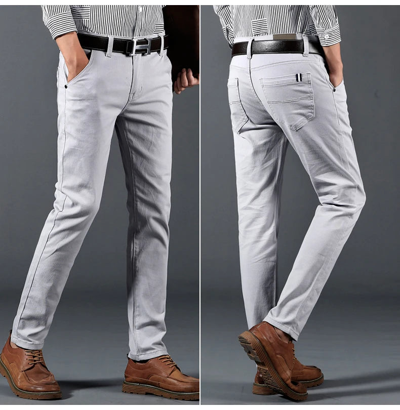 Classic 6 Color Casual Pants Men Spring Autumn New Business Fashion Comfortable Stretch Cotton Elastic Straigh Jeans Trousers