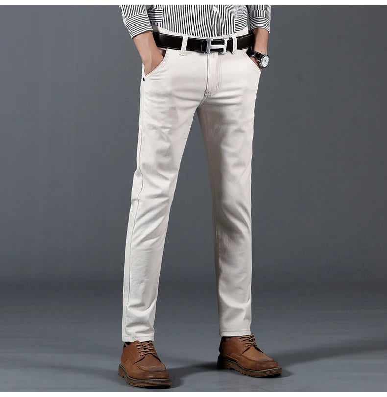 Classic 6 Color Casual Pants Men Spring Autumn New Business Fashion Comfortable Stretch Cotton Elastic Straigh Jeans Trousers