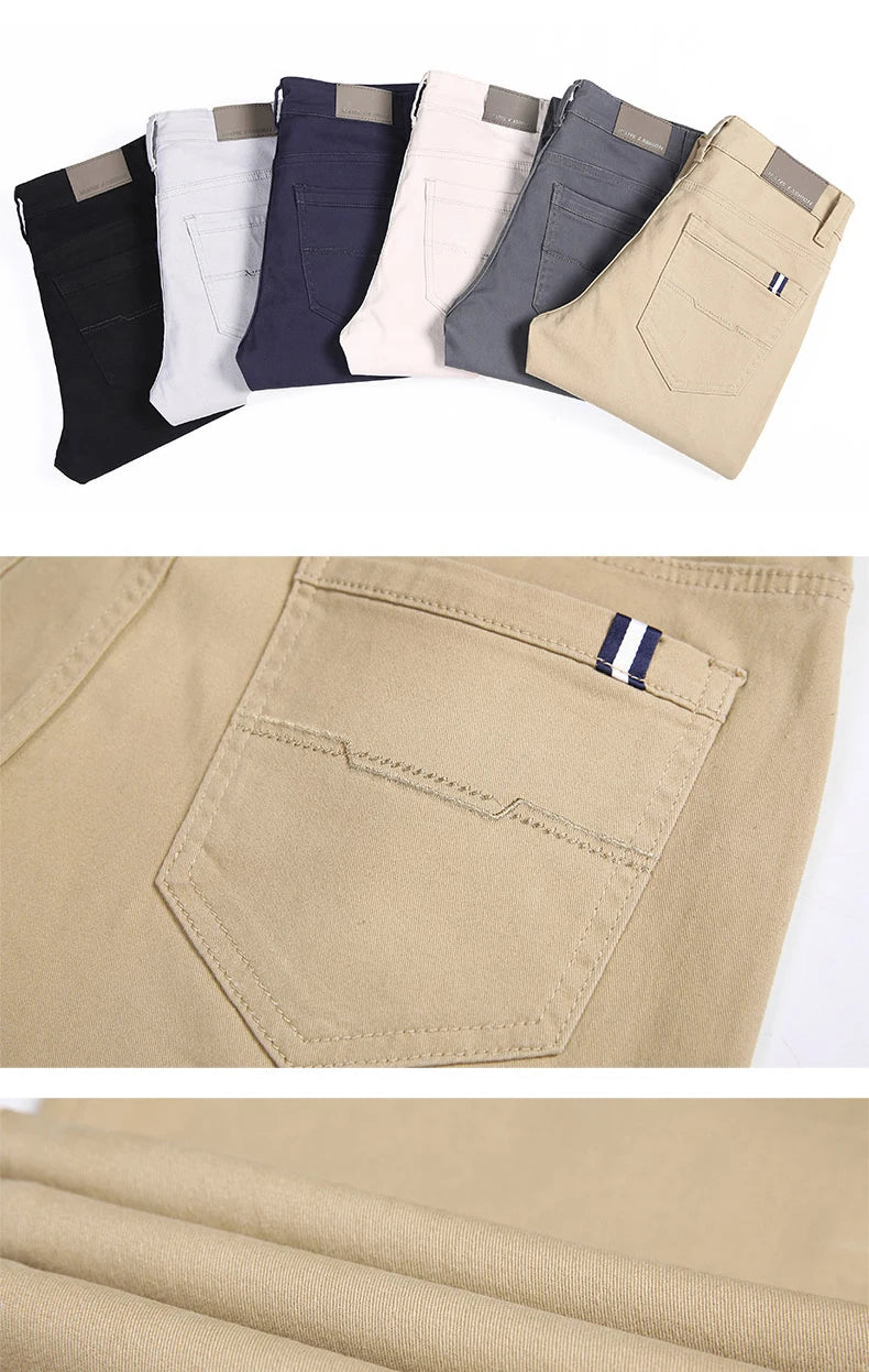 Classic 6 Color Casual Pants Men Spring Autumn New Business Fashion Comfortable Stretch Cotton Elastic Straigh Jeans Trousers