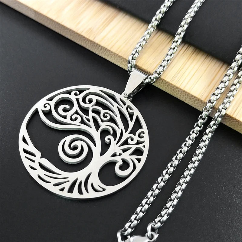 Tree of Life Collar Stainless Steel Necklace for Women Men Chain Necklace Jewellery arbre de vie acier inoxydable N842S01