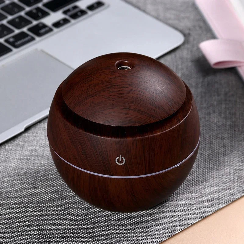 130ML Wooden Ultrasonic Electric Air Humidifier Home Aromatherapy Machine Essential Oil Aromatherapy Cold Mist