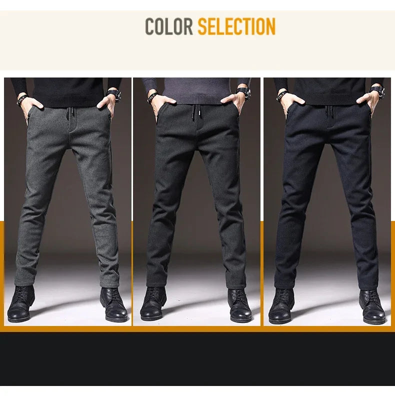 2024 New Brand Slim Casual Pants Men Spring Autumn Business Work Cotton Black Grey Blue Trousers Male Fashion Korean Clothing