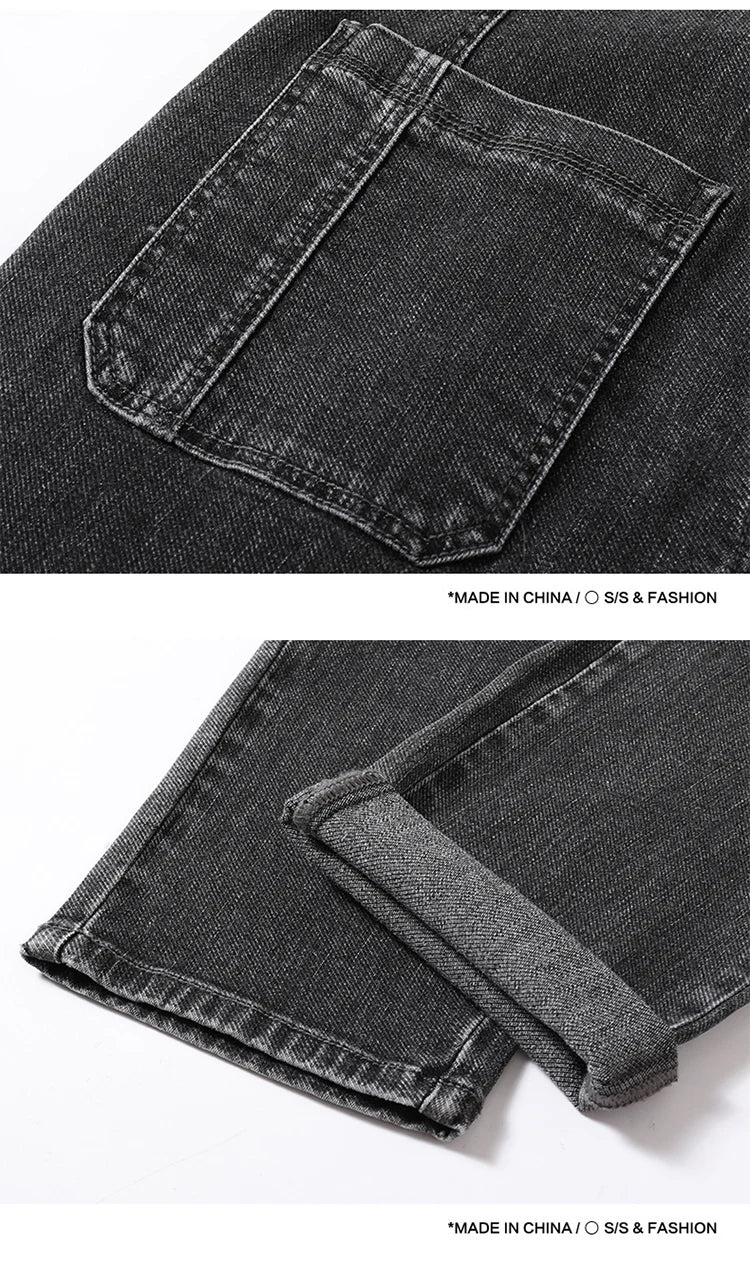 2024 New 6 Pocket Design Men's Denim Jeans Skinny Full Length Pants with High Elasticity Slim Pants Man Fashion Mid-waist Jeans