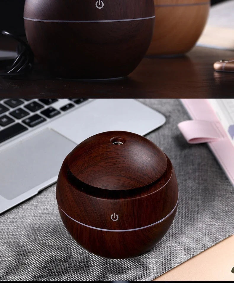 130ML Wooden Ultrasonic Electric Air Humidifier Home Aromatherapy Machine Essential Oil Aromatherapy Cold Mist