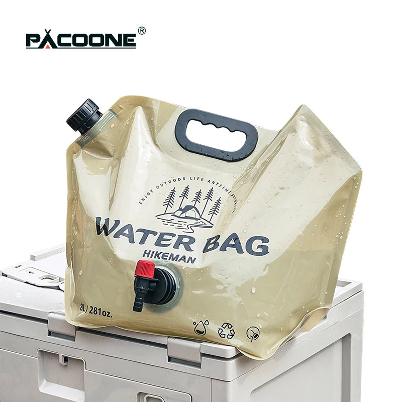 PACOONE Outdoor Mini Folding Water Bag Camping 8L Big Capacity Portable Water Bag  For Survival Or Emergency Supplies