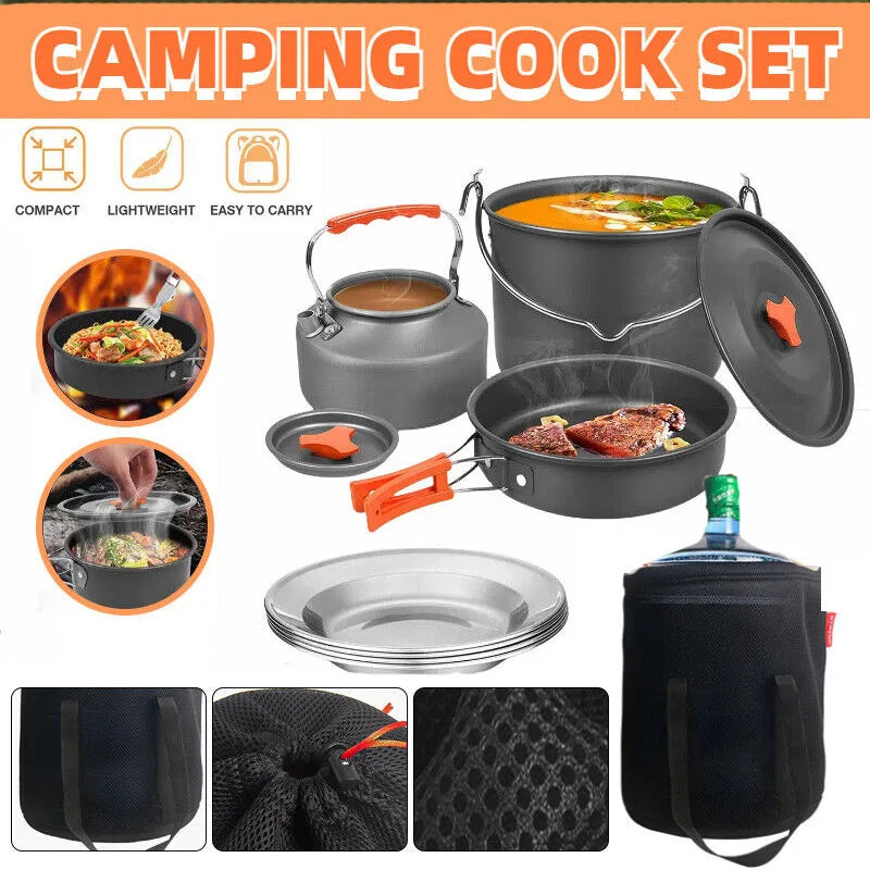 Camping Cooking Set Camping Cookware Travel Tableware Outdoor Picnic Set Teapot for 2-3 Peaple Non-stick Pots Assorted Sets