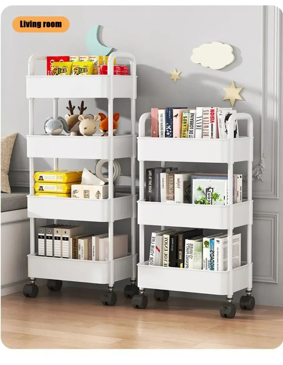 Mobile Storage Rack Trolley Household Kitchen Multifunctional Cart With Wheels Rack Bedroom Multi-Layer Storage Home Accessories