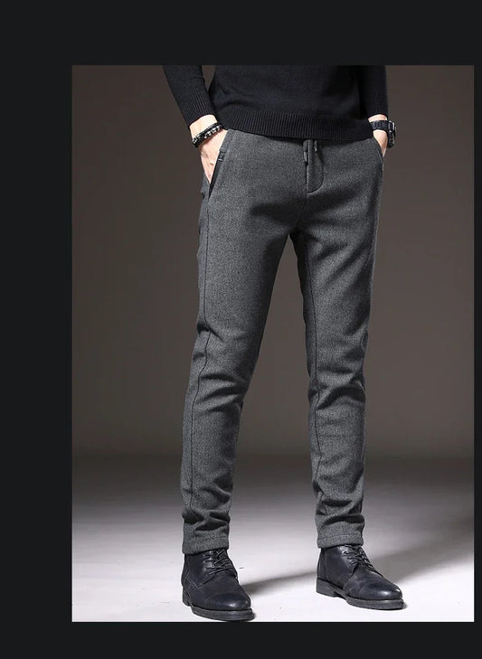 2024 New Brand Slim Casual Pants Men Spring Autumn Business Work Cotton Black Grey Blue Trousers Male Fashion Korean Clothing