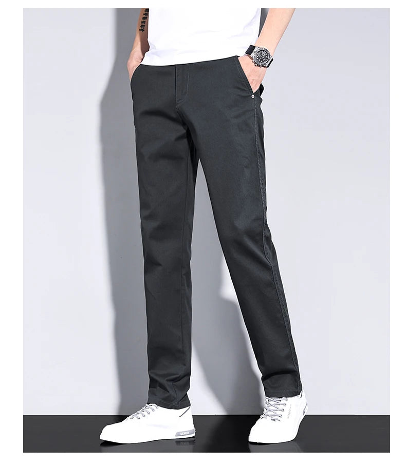 New in White Fashion Casual Pants Men's Brand Stretch Straight Comfortable Soft Male Clothes Business Work Pants