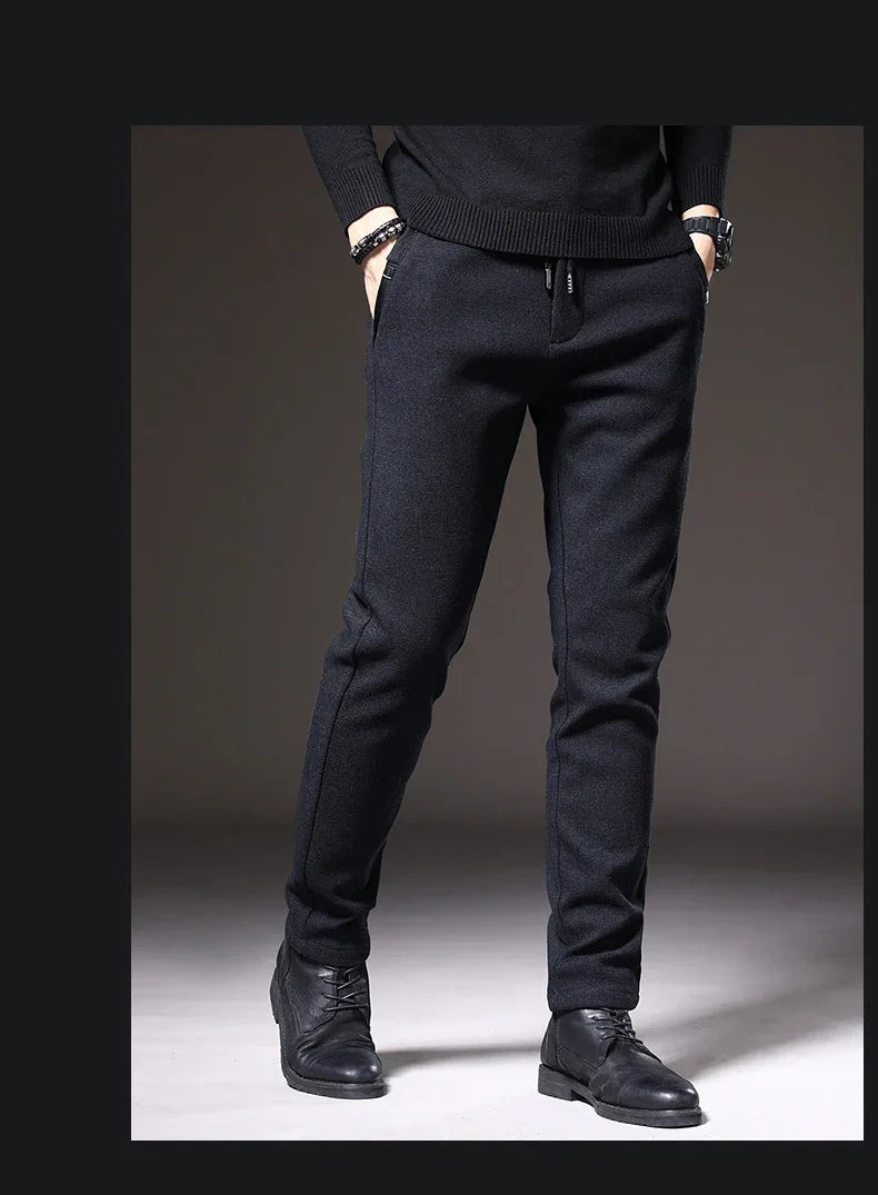 2024 New Brand Slim Casual Pants Men Spring Autumn Business Work Cotton Black Grey Blue Trousers Male Fashion Korean Clothing