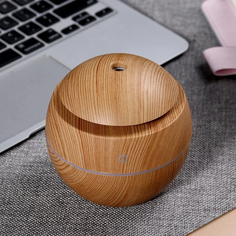 130ML Wooden Ultrasonic Electric Air Humidifier Home Aromatherapy Machine Essential Oil Aromatherapy Cold Mist