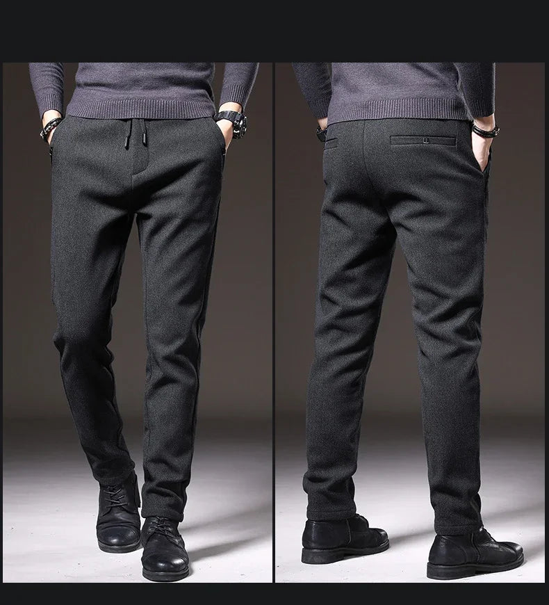 2024 New Brand Slim Casual Pants Men Spring Autumn Business Work Cotton Black Grey Blue Trousers Male Fashion Korean Clothing