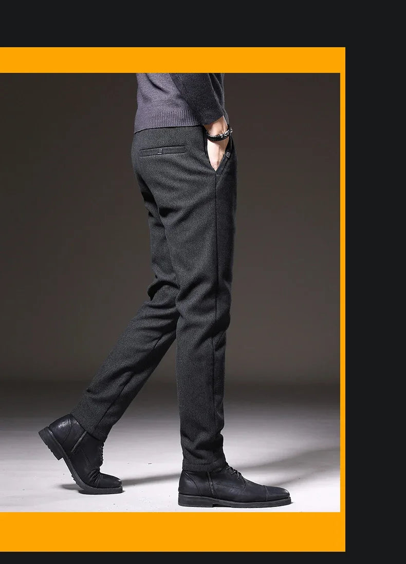 2024 New Brand Slim Casual Pants Men Spring Autumn Business Work Cotton Black Grey Blue Trousers Male Fashion Korean Clothing