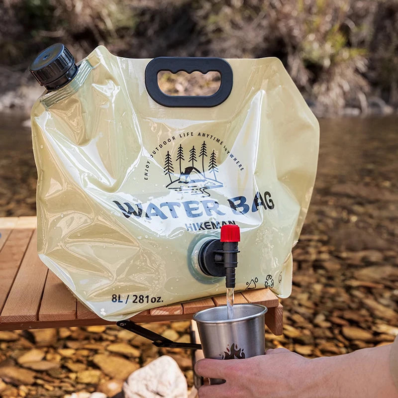 PACOONE Outdoor Mini Folding Water Bag Camping 8L Big Capacity Portable Water Bag  For Survival Or Emergency Supplies