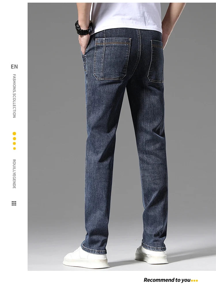 2024 New 6 Pocket Design Men's Denim Jeans Skinny Full Length Pants with High Elasticity Slim Pants Man Fashion Mid-waist Jeans