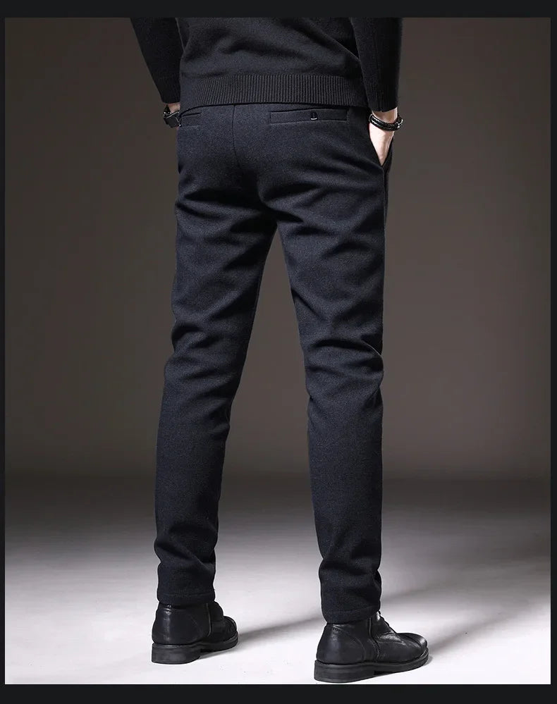 2024 New Brand Slim Casual Pants Men Spring Autumn Business Work Cotton Black Grey Blue Trousers Male Fashion Korean Clothing