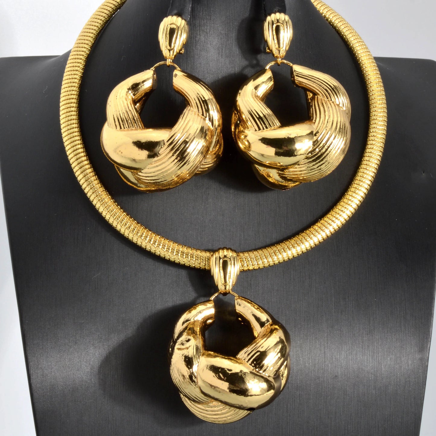 Gold Color Collar Necklace Earrings Jewelry Set For Women Dubai Africa Luxury Quality Jewellery Party Wedding Accessories