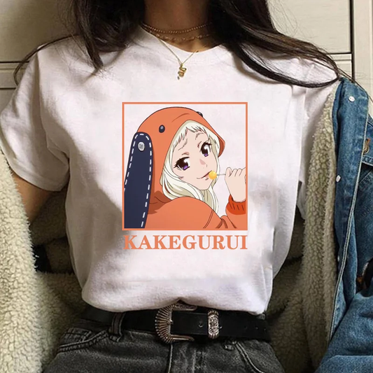 Women's new cute KAKEGURUI T-shirt anime Harajuku casual summer T-shirt tops women's clothing